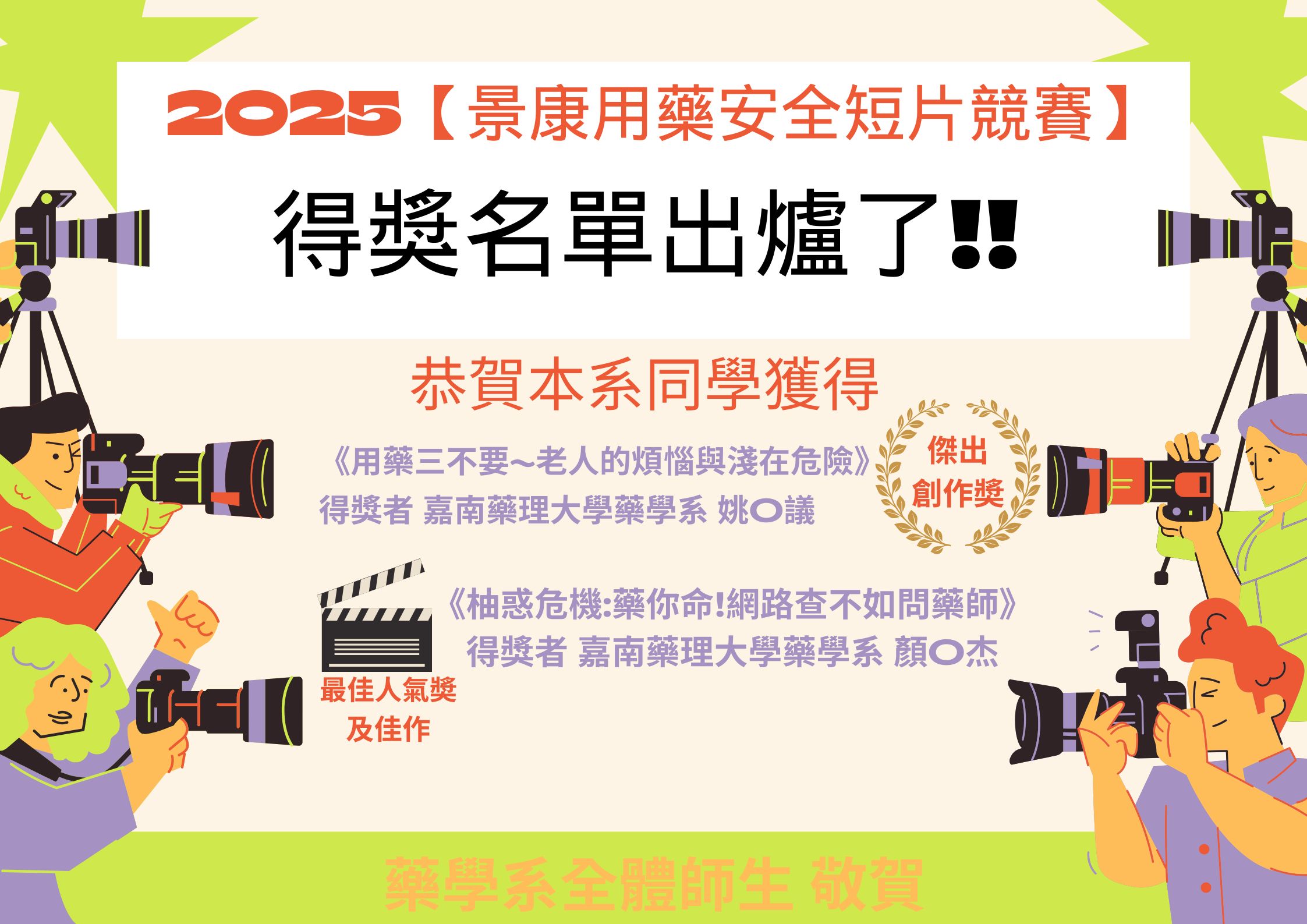 得獎名單出爐了!!
